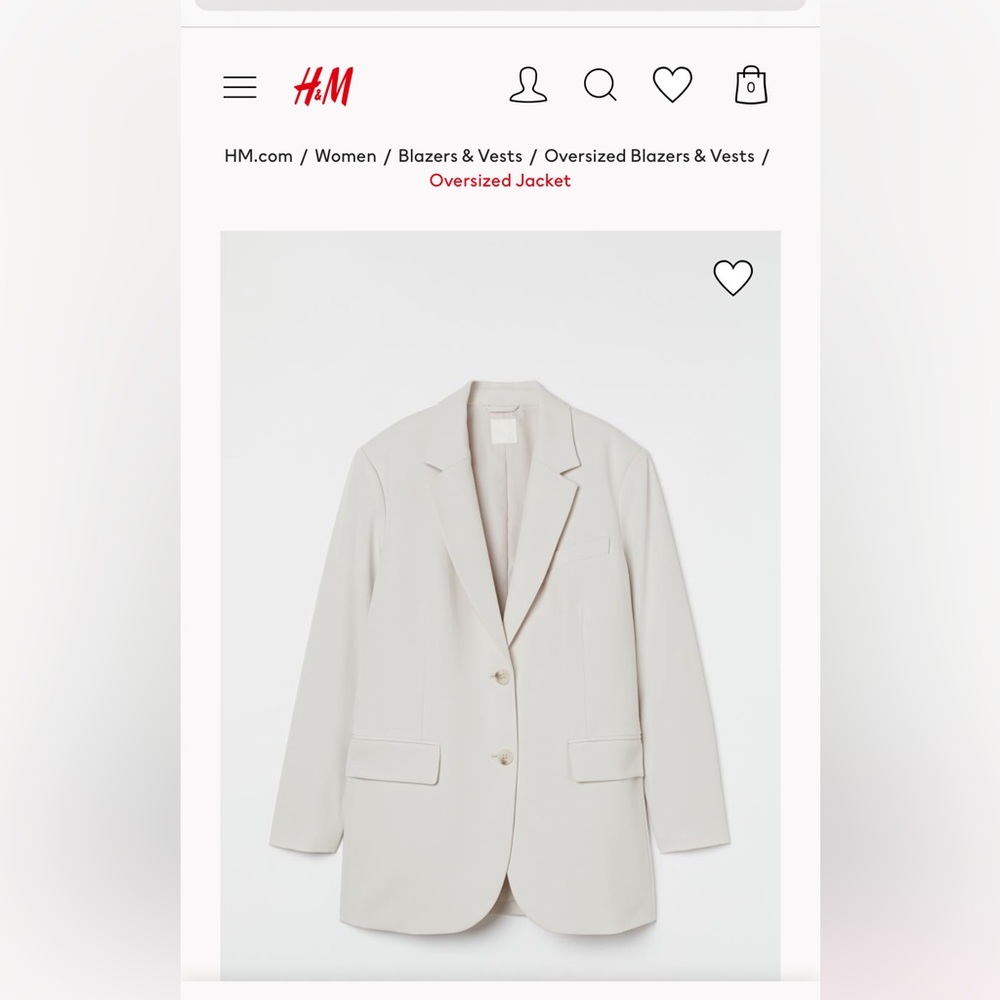 H&M double lined beige oversized blazer